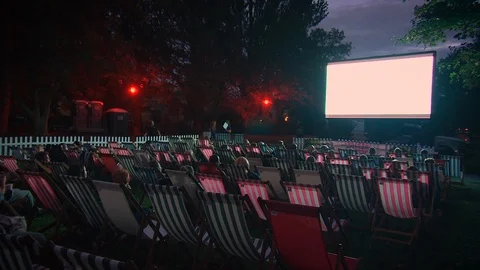 Outdoor Cinema in England Stock Footage