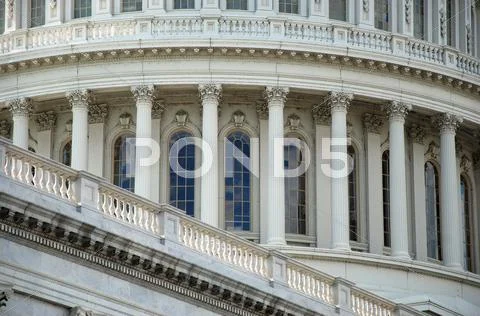 Outdoor closeup view of US Capitol in Washington DC Stock Photos