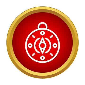 Outdoor compass showing navigation direction on red round icon Stock Illustration