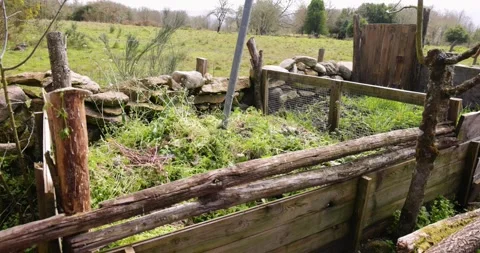 Outdoor compost bin with organic waste Stock Footage 332764975