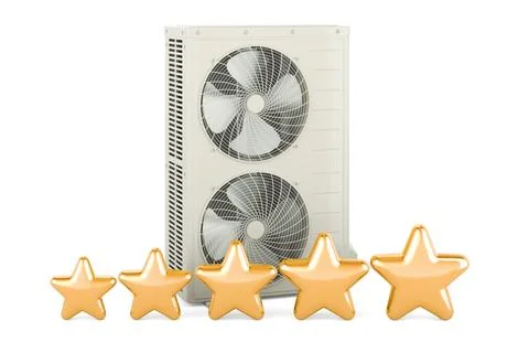 Outdoor Compressor Multi-Zone Unit, Air Conditioner with five golden stars,.. Stock-Illustration