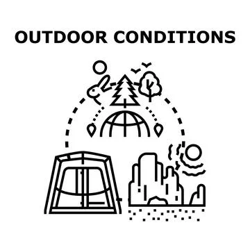 Outdoor conditions concept exploring camping and travel Stock Illustration