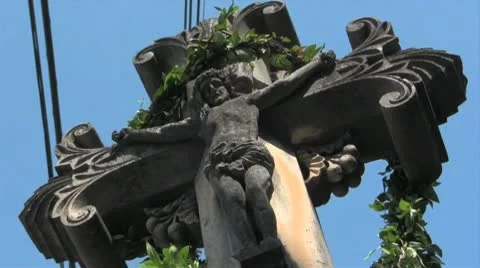 Outdoor Crucifix Stock Footage 9274651