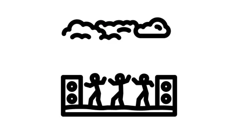 Outdoor dance summer spend time line icon animation Stock Footage 326748788