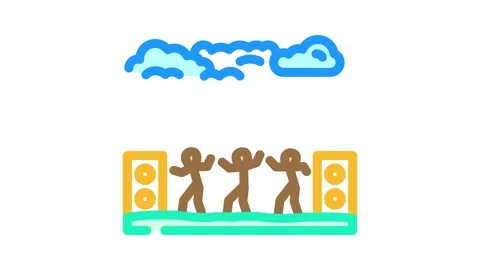 Outdoor dance summer spend time color icon animation Stock Footage 327257079