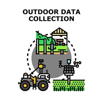Outdoor data collection collecting environmental information Stock Illustration