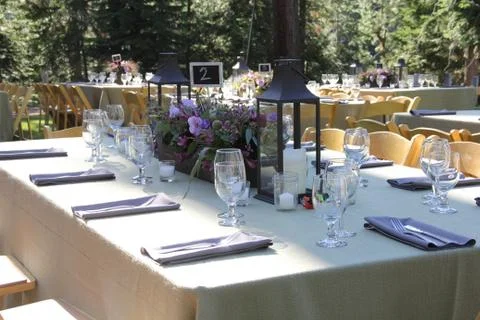 Outdoor decor for wedding reception 스톡 사진