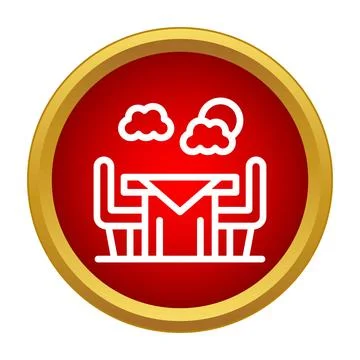 Outdoor dining restaurant table and chairs icon Stock Illustration