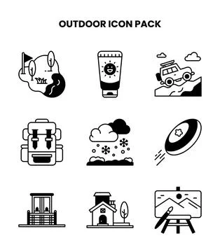 Outdoor DuoTone Bundle Icons Pack Stock Illustration