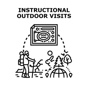 Outdoor educational visit planning global expedition Stock Illustration