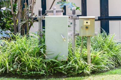 Outdoor electrical control box. Stock Photos