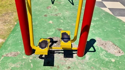 Outdoor Elliptical Strider Machine at Public Park Gym Facility Video stock 332156313