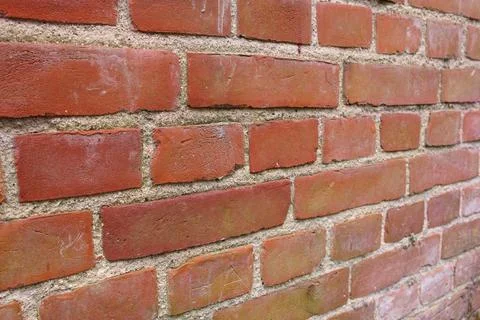 Outdoor, empty or brick wall surface of background, home or house with pattern Stock Photos