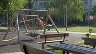 Outdoor Empty Playground Closed Due To Covid-19 Corona Virus. Stock Footage