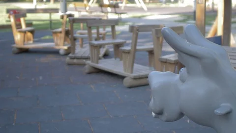 Outdoor empty playground closed due to Covid-19 Corona virus. Stock Footage 128933501
