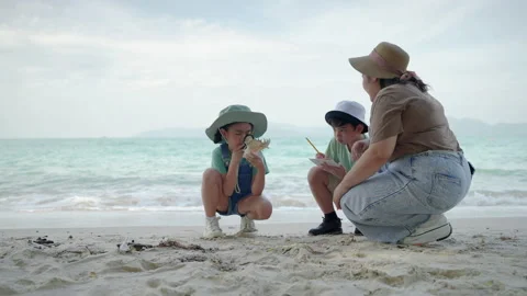 outdoor excursion to the beach. The teac... | Stock Video | Pond5