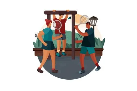 Outdoor Exercise Illustration Stock Illustration