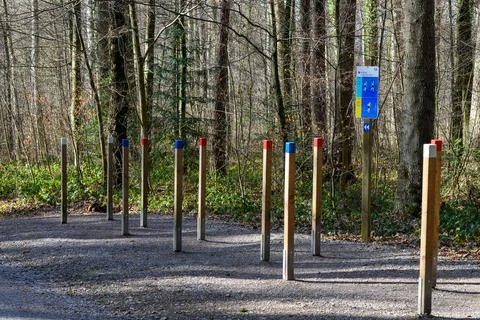 Outdoor Exercise Trail Posts Stock Photos