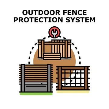 Outdoor fence protection system vector illustration Stock Illustration