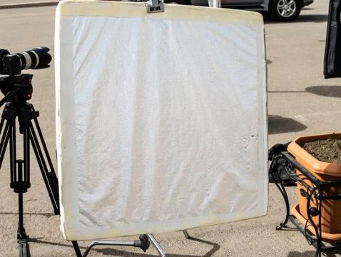 Outdoor filming reflector Stock Photos
