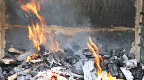 Outdoor Fireplace Stock Footage 25489116