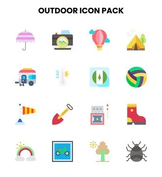 Outdoor Flat Design Icons Pack Illustrazione stock