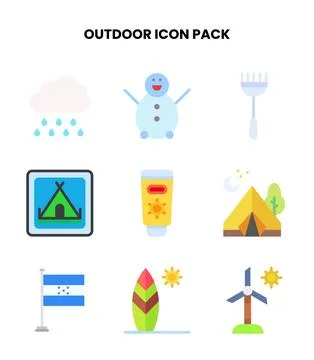 Outdoor Flat Graphics Icons Pack Stock Illustration