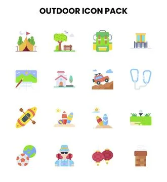 Outdoor Flat UI Icons Pack Stock Illustration
