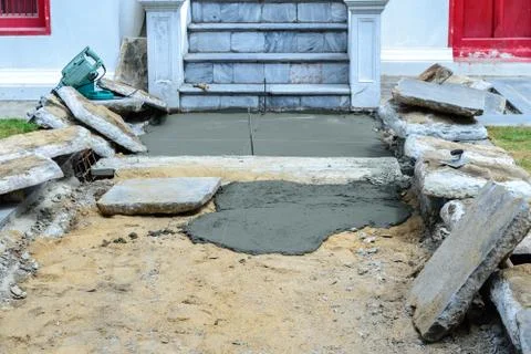 Outdoor floor cement construction. Stock Photos