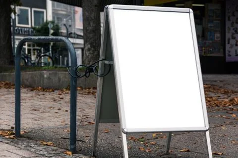 Outdoor Foding Small Shop Advertisement Billboard White Isolated Space Stock Photos