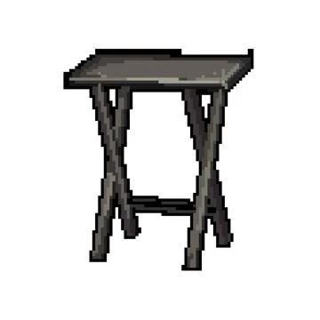 Outdoor folding table pixel art vector illustration Stock Illustration