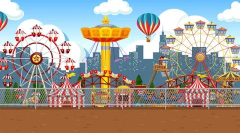 Outdoor fun park scene empty Illustrazione stock