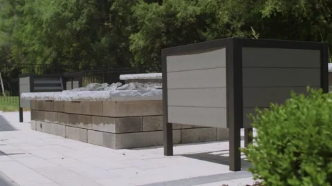 Outdoor gas fireplace Video stock 255658554