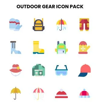Outdoor Gear Flat Bundle Icons Pack Stock Illustration