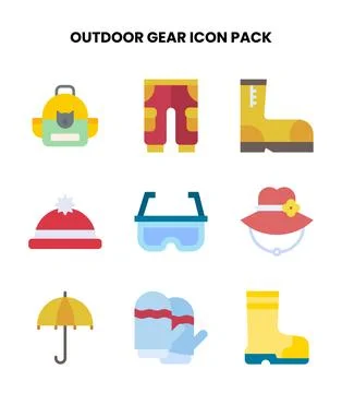 Outdoor Gear Flat Vector Icons Pack Stock Illustration