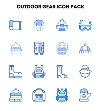 Outdoor Gear Two Colour UI Icons Pack Stock Illustration