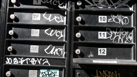 Outdoor Graffiti Streets Mailboxes Bushwick Brooklyn Stock Footage 128661656