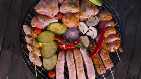 Outdoor Grill Fire with Bright Burning Charcoal Macro Shot 01 Stock-Footage 128179113