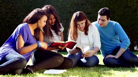 Outdoor Group Bible Study Stock Footage 41243649