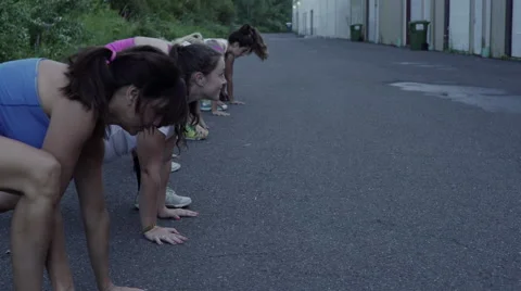 Outdoor group exercise class Stock Footage 66856573