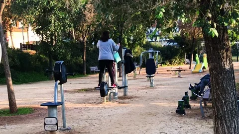Outdoor Gym Stock Footage 99108436