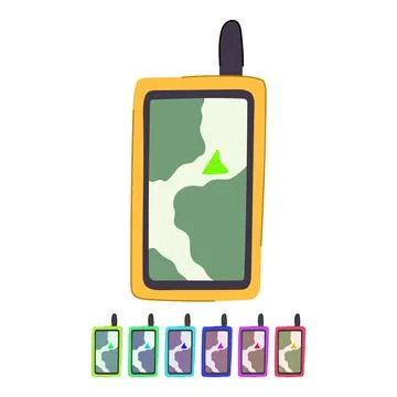 Outdoor handheld gps vector cartoon graphic Stock Illustration