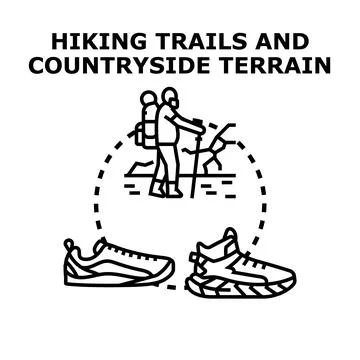 Outdoor hiking activity preparing for trail adventure Stock Illustration