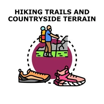 Outdoor hiking activity preparing for trail adventure Stock Illustration