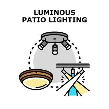 Outdoor home lighting solutions for modern patio design Stock Illustration