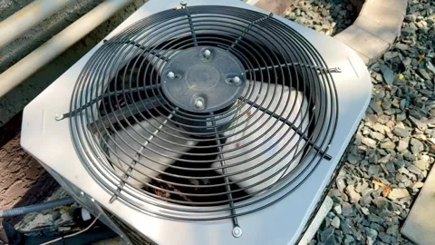 Outdoor HVAC air conditioner unit fan Stock Footage 320354546