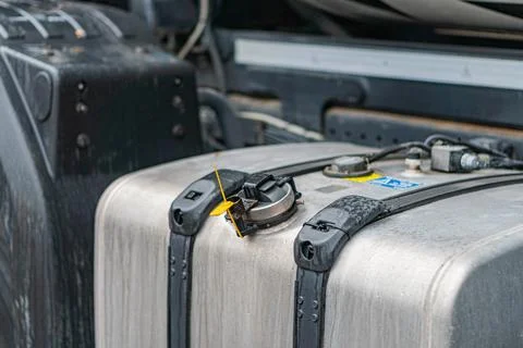 Outdoor image of a cargo container, rectangular in shape and metal, securel.. Stock Photos