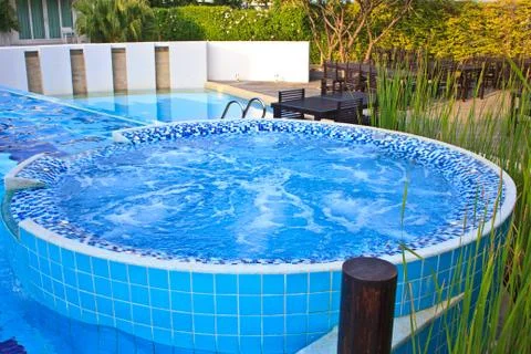 An outdoor jacuzzi Stock Photos