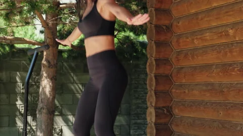 Outdoor jumping workout Stock Footage 201489498