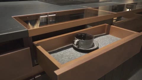 Outdoor Kitchen Drawer with Cup Stock Footage 270163763